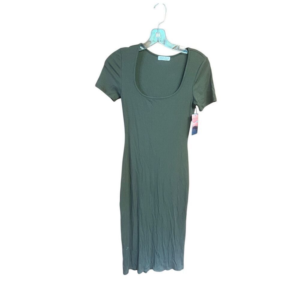 Haley & June Bodycon MIDI Dress Olive  Green Sz M NWT
